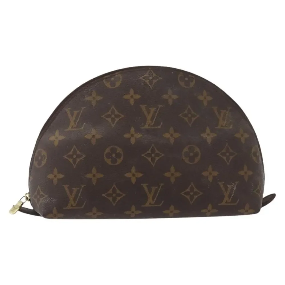 Louis Vuitton Monogram Trousse Demi Ronde Cosmetic Pouch Brown